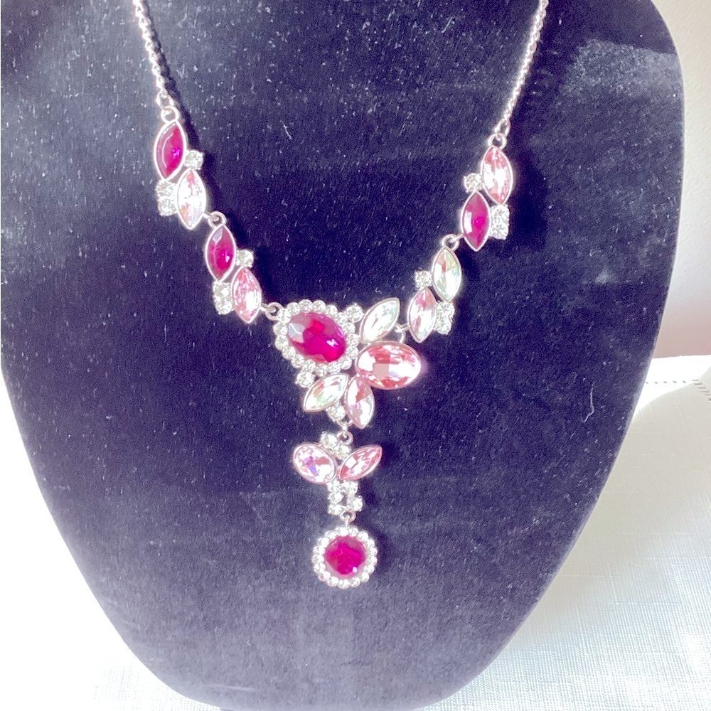 Pink and Silver Tone Necklace